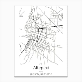 Altepexi,Mexico Minimalist Map Canvas Print