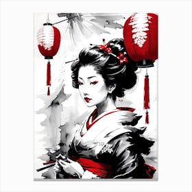 Traditional Japanese Art Style Geisha Girl 12 Canvas Print