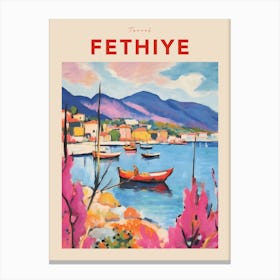 Fethiye Turkey Fauvist Travel Poster Canvas Print