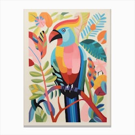 Colourful Scandi Bird Parrot 4 Canvas Print