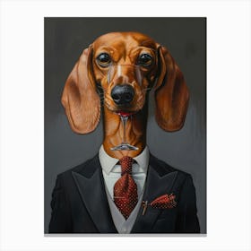 Dachshund In Suit Canvas Print