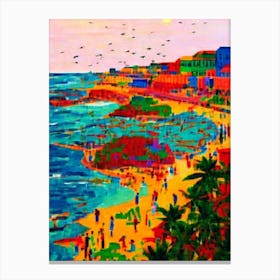 Puri Beach, Odisha, India Hockney Style Canvas Print