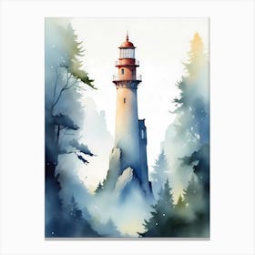 Lighthouse In The Forest Canvas Print