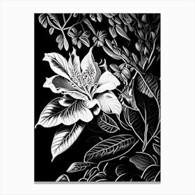 Rhododendron Leaf Linocut 2 Canvas Print