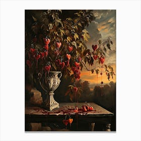 Baroque Floral Still Life Bleeding Hearts Dicentra 1 Canvas Print