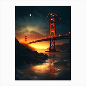 Golden Gate Bridge At Sunset Canvas Print