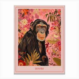 Floral Animal Painting Bonobo 4 Poster Canvas Print