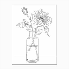 Rose In A Vase Line Drawing 2 Canvas Print