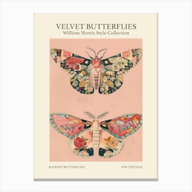 Velvet Butterflies Collection Radiant Butterflies William Morris Style 3 Canvas Print