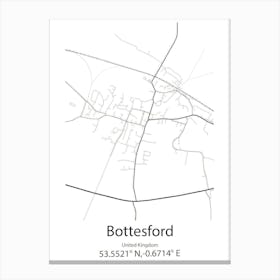 Bottesford,United Kingdom Minimalist Map Canvas Print