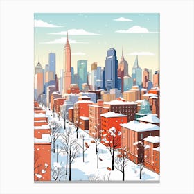 Retro Winter Illustration New York City Usa Canvas Print