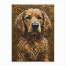 Dog Antique Abstract Portrait Canvas Print