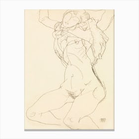 Woman Undressing; Semi Nude with Arms Raised (1914), Egon Schiele Canvas Print