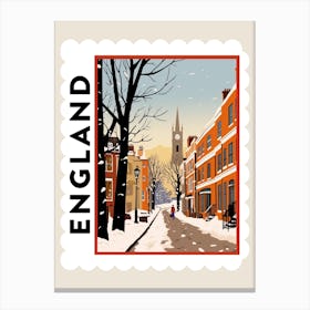 Retro Winter Stamp Poster Richmond England 1 Canvas Print