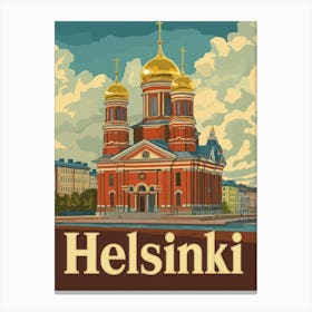 Aihrgdesign A Retro Travel Poster For Helsinki 3 Canvas Print