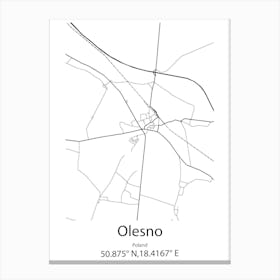 Olesno,Poland Minimalist Map Canvas Print