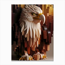 Eagle In Wooden Art Canvas Print