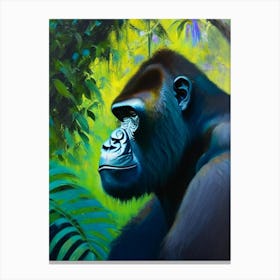 Gorilla In Tree Gorillas Bright Neon 1 Canvas Print