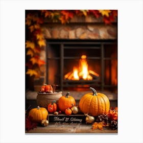 Cozy Handwritten Thanksgiving Greeting Nestled Within An Ornate Autumnal Border Featuring A Rich (2) Canvas Print