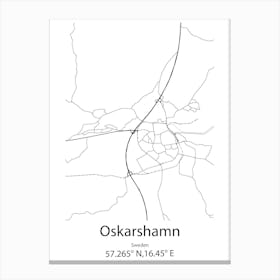 Oskarshamn,Sweden Minimalist Map Canvas Print