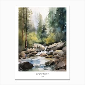 Yosemite Usa Watercolour Travel Poster 1 Canvas Print