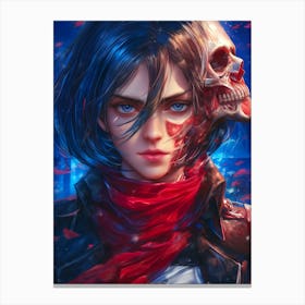 Girl With A Skull On Her Head Canvas Print