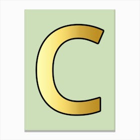 Letter C Gold Alphabet Aqua Canvas Print