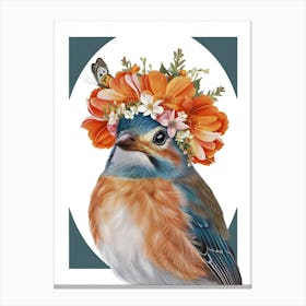 Bird With A Flower Crown European Robin 7 Canvas Print