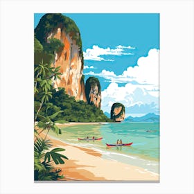 Railay Beach, Krabi, Thailand, Matisse And Rousseau Style 4 Canvas Print