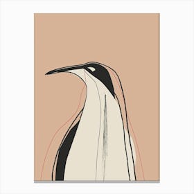 Penguin - Boho, Line Art Canvas Print