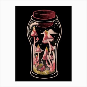 Gnome Jar - Cute Flowers Mushroom Gift Canvas Print