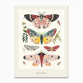 Colourful Insect Illustration Butterfly 4 Poster Canvas Print