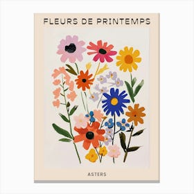 Spring Floral French Poster  Asters 5 Canvas Print