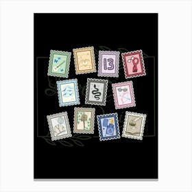 Postage Stamps taylor swift album titles Canvas Print