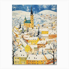 Winter Snow Salzburg   Austria Snow Illustration 2 Canvas Print