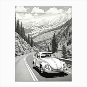 Volkswagen Beetle Desert Drawing 1 Canvas Print