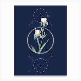 Vintage Elder Scented Iris Botanical with Geometric Line Motif and Dot Pattern 1 Canvas Print