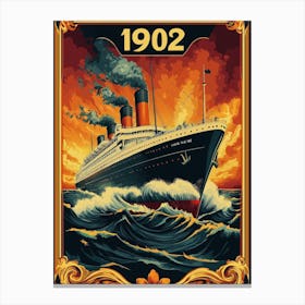 Aihrgdesign A Vintage Travel Poster Of A Grand Ocean Liner Cr Ff62c3c7 27ce 4855 9389 F1e6c6712f02 1 Canvas Print