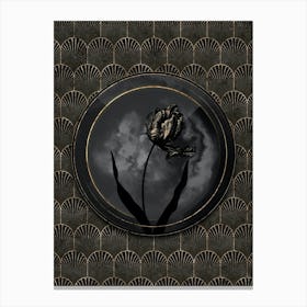 Shadowy Vintage Didier's Tulip Botanical on Black with Gold n.0100 Canvas Print