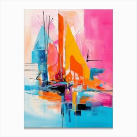 Sailboat 01 - Avant Garde Abstract Painting in Yellow, Red, Pink and Blue Color Palette in Modern Style Canvas Print
