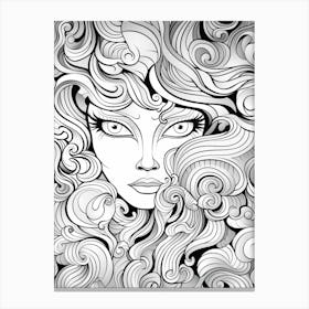 Wavy Hair Illustration Line Drawing 1 Canvas Print