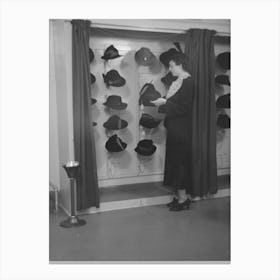 Untitled Photo, Possibly Related To Model Trying On Hat For A Buyer, New York City Showroom, Jersey 2 Canvas Print