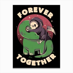 Forever Together - Cute Grim Reaper Dino Gift Canvas Print