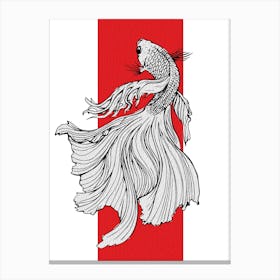 Graceful Betta Fish Line Art – Japanese Minimalist Style Toile