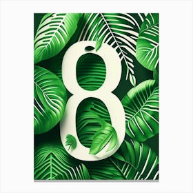 80, Number, Education Jungle Leaf Canvas Print