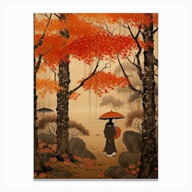 Seasonal Changes Japanese Style Illustration 3 Canvas Print