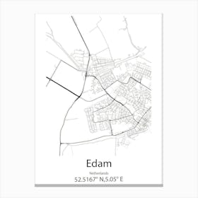 Edam,Netherlands Minimalist Map Canvas Print