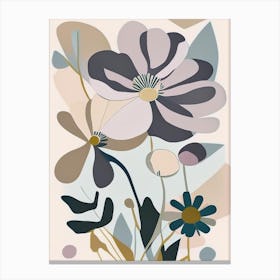 Anemone Wildflower Modern Muted Colours Canvas Print