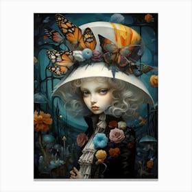 "Hat-titude Charm: Portrait of a Girl" Canvas Print