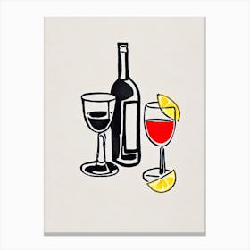 Picasso Line Drawing Cocktail Poster Canvas Print
